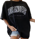 Women’S Casual Letter Graphic Print Short Sleeve Tunic Tops round Neck Loose Tee Oversized Drop Shoulder Longline T Shirts